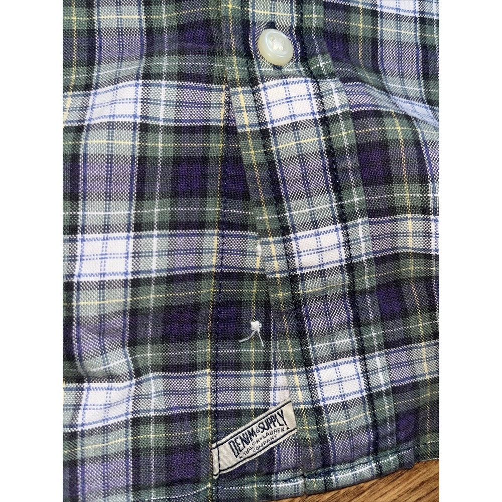 Ralph Lauren Denim Supply Shirt Mens 2XL Button Blue and Green XXL Short Sleeve - Picture 3 of 5